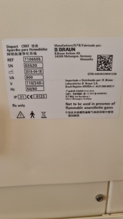 Secondhand B. Braun Diapact CRRT Hemodialysis Device - Image 2