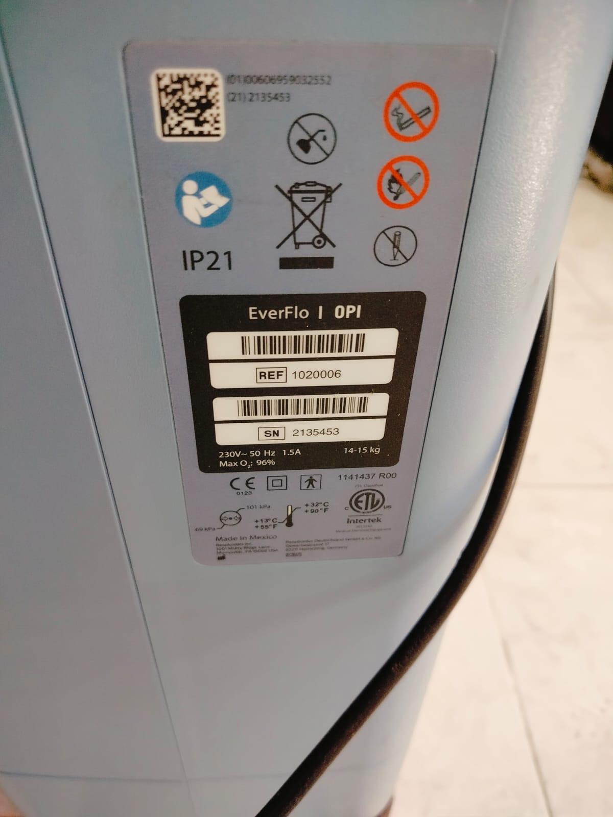İkinci El Philips Respironics Everflo 5L/dk Oksijen Konsantratörü - Görsel 3