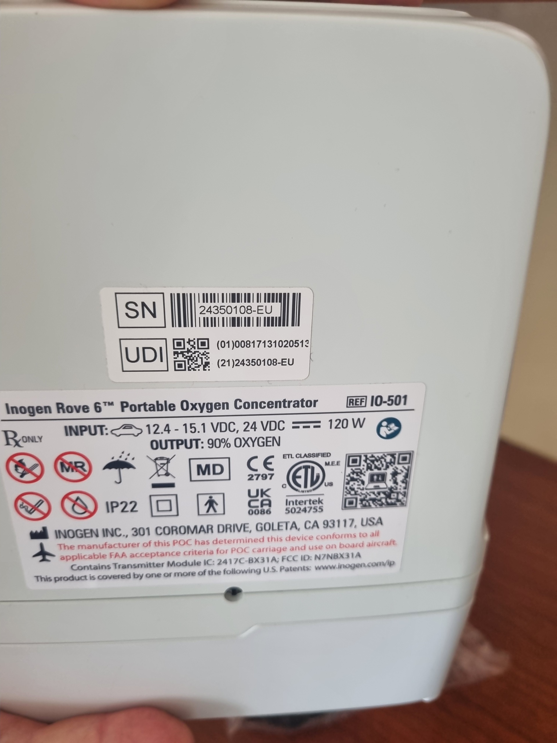 Secondhand Inogen Rove 6 2.1kg Portable Oxygen Concentrator - Image 3