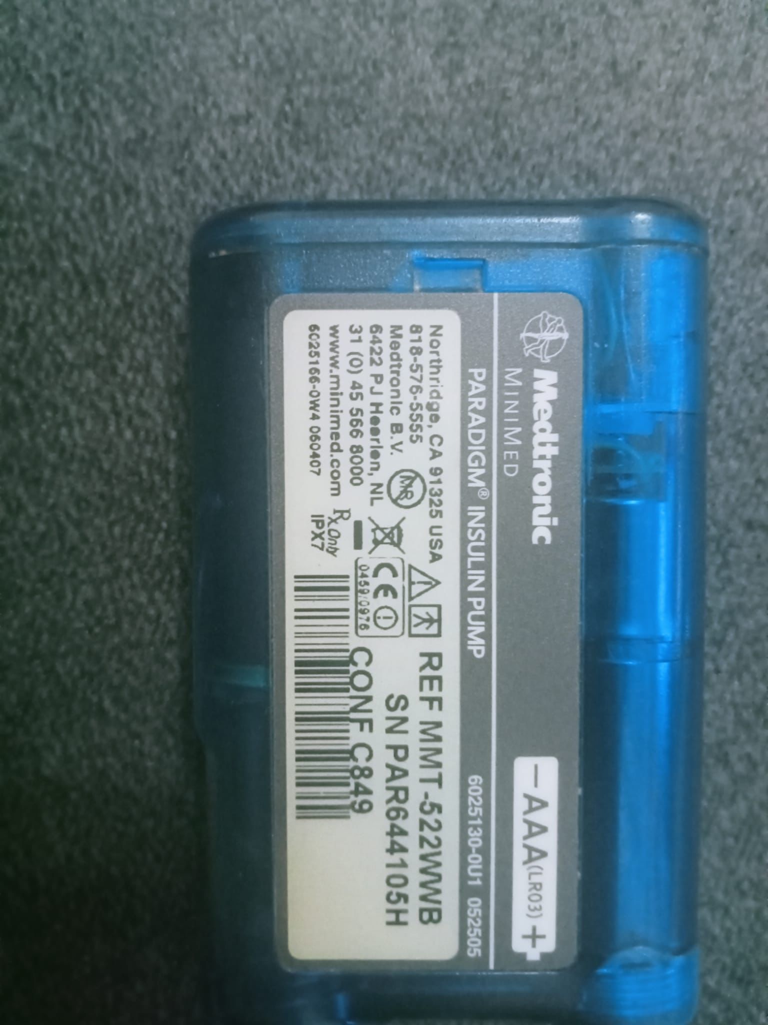 Secondhand Medtronic Minimed Paradigm MMT-522WWB Insulin Pump - Image 5