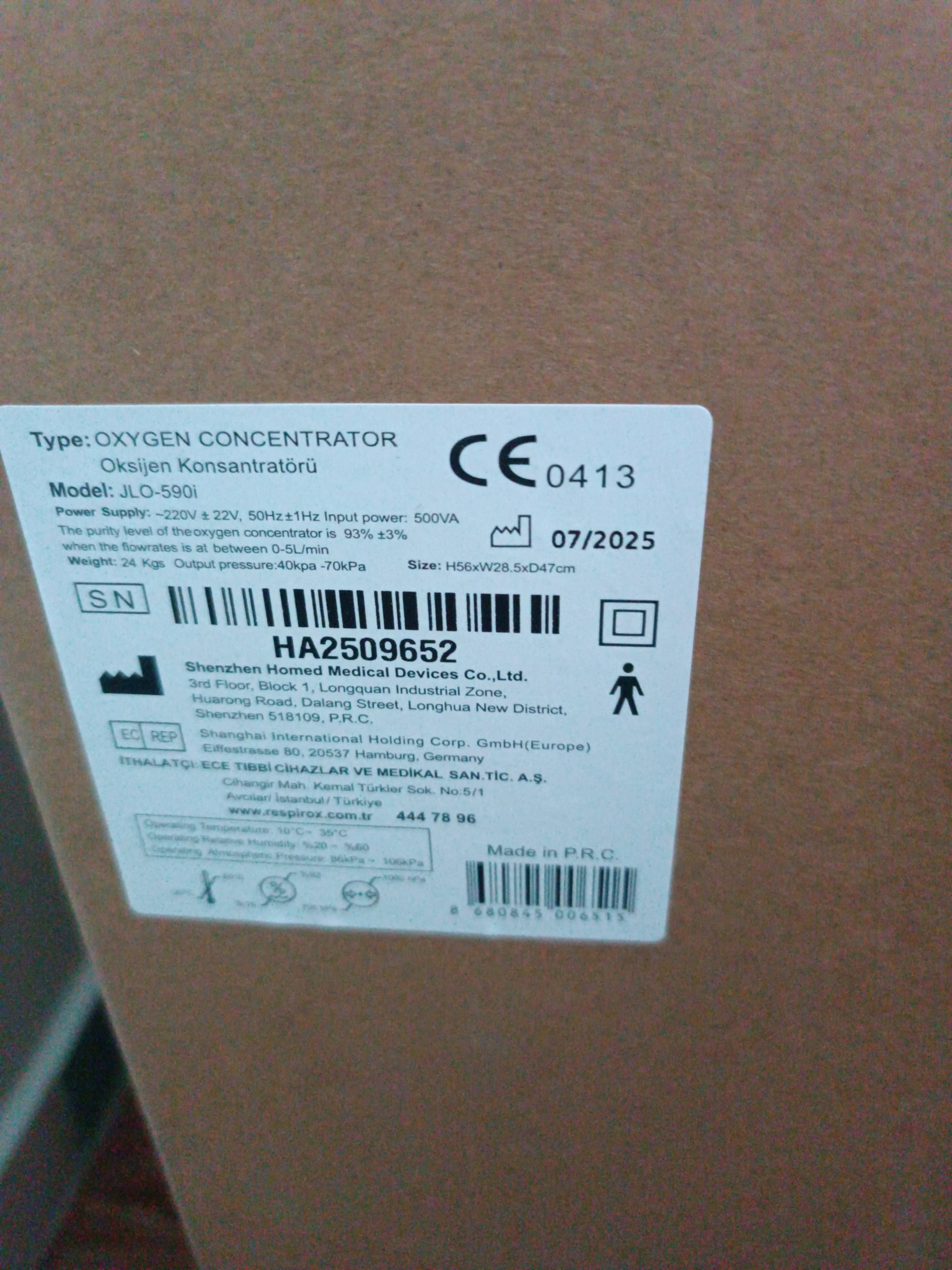 Secondhand Respirox JLO-590i 5L/min Oxygen Concentrator - Image 2