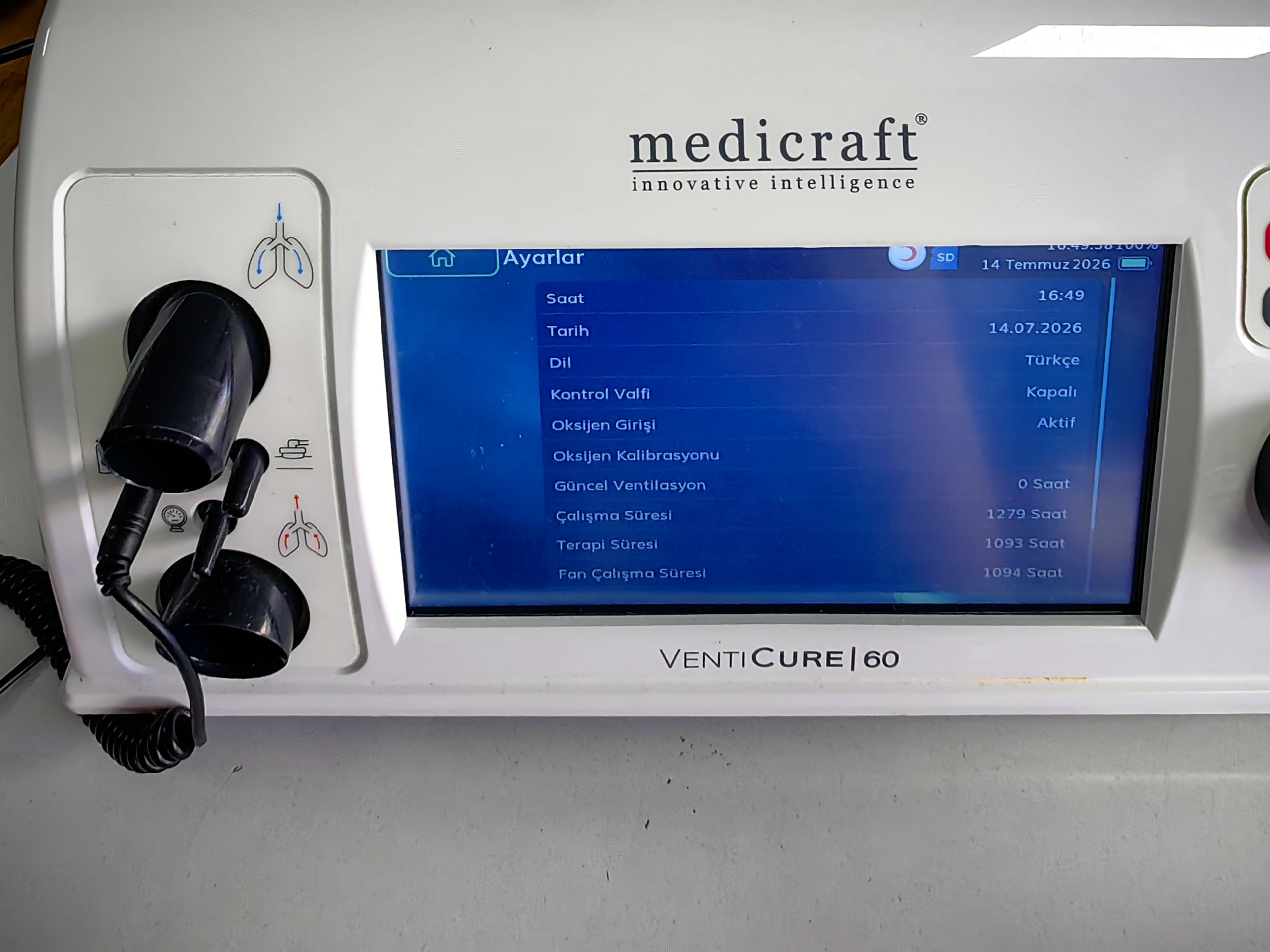 İkinci El Medicraft Venticure 60 Ev Tipi Mekanik Ventilatör - Görsel 5