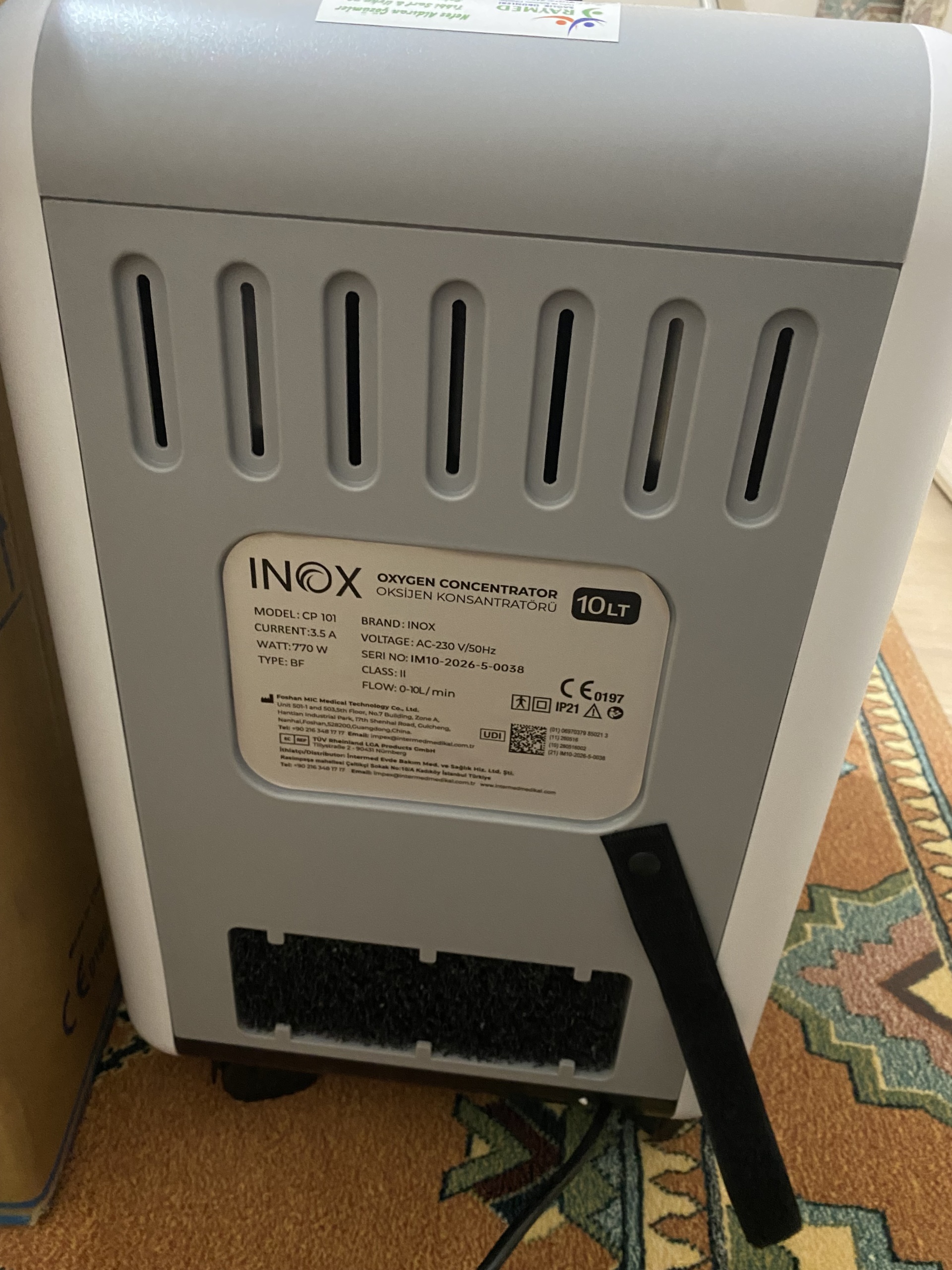 Secondhand Inox CP-101 10L/min Oxygen Concentrator - Image 3